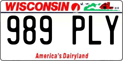 WI license plate 989PLY
