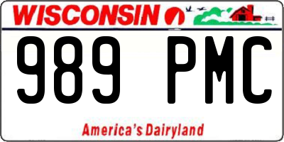 WI license plate 989PMC