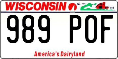 WI license plate 989POF