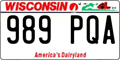 WI license plate 989PQA
