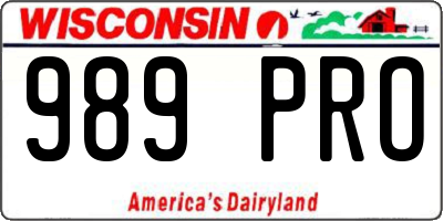 WI license plate 989PRO
