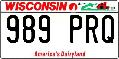 WI license plate 989PRQ