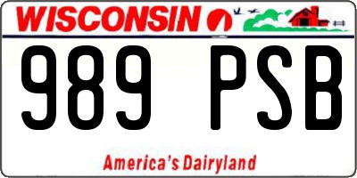 WI license plate 989PSB