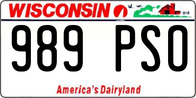 WI license plate 989PSO