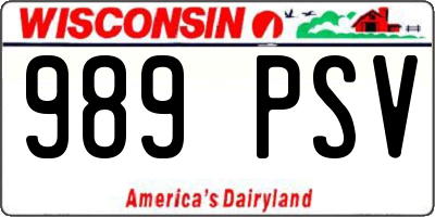 WI license plate 989PSV