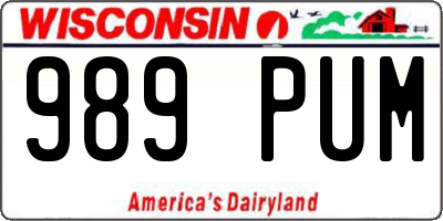 WI license plate 989PUM