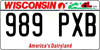 WI license plate 989PXB