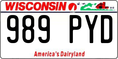 WI license plate 989PYD