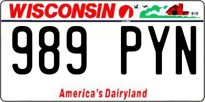 WI license plate 989PYN