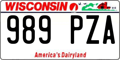 WI license plate 989PZA