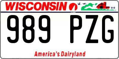 WI license plate 989PZG