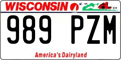 WI license plate 989PZM