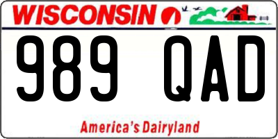 WI license plate 989QAD
