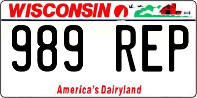WI license plate 989REP