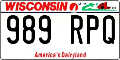 WI license plate 989RPQ