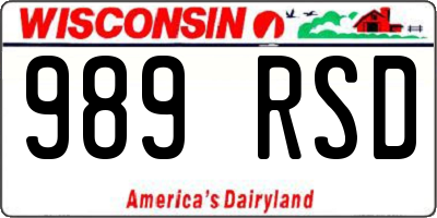 WI license plate 989RSD
