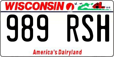 WI license plate 989RSH