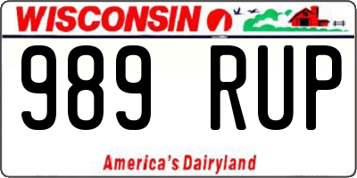 WI license plate 989RUP
