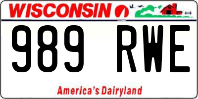 WI license plate 989RWE