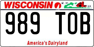 WI license plate 989TOB