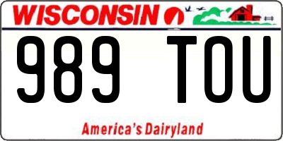 WI license plate 989TOU