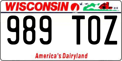 WI license plate 989TOZ