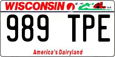 WI license plate 989TPE