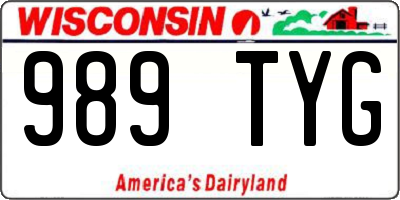 WI license plate 989TYG
