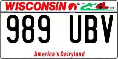 WI license plate 989UBV