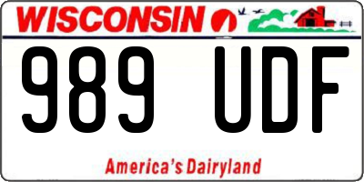WI license plate 989UDF