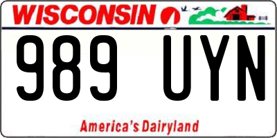 WI license plate 989UYN