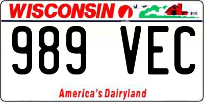 WI license plate 989VEC
