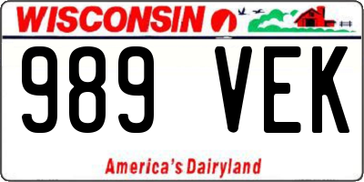 WI license plate 989VEK