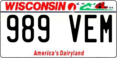 WI license plate 989VEM