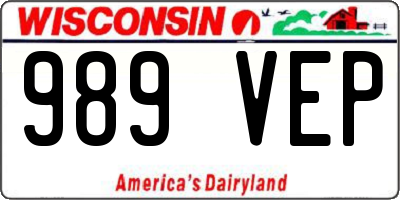 WI license plate 989VEP