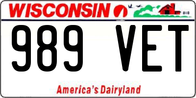 WI license plate 989VET