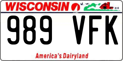 WI license plate 989VFK