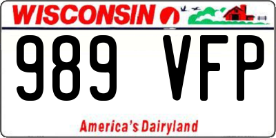 WI license plate 989VFP