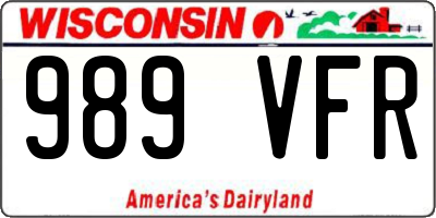 WI license plate 989VFR