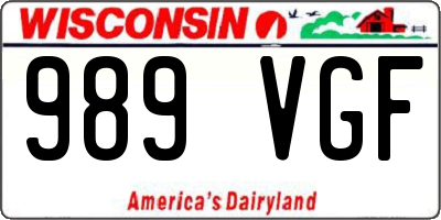 WI license plate 989VGF
