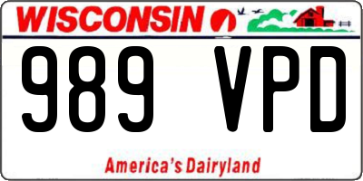 WI license plate 989VPD