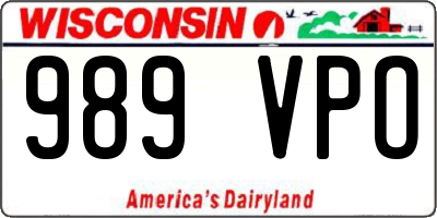 WI license plate 989VPO