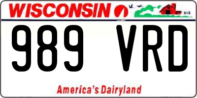 WI license plate 989VRD