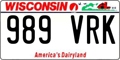 WI license plate 989VRK