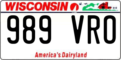 WI license plate 989VRO
