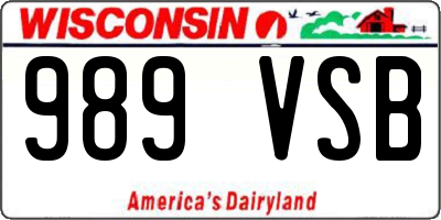WI license plate 989VSB