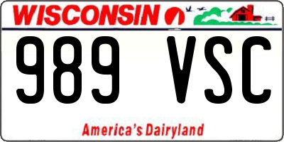 WI license plate 989VSC