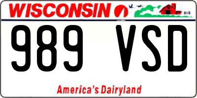 WI license plate 989VSD