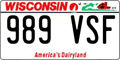 WI license plate 989VSF
