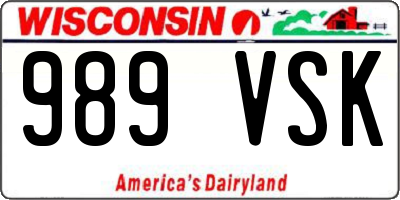 WI license plate 989VSK
